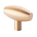 Lew's Hardware [30-105] Solid Brass Cabinet T Knob - Barrel Series - Brushed Brass Finish - 1 1/2" L