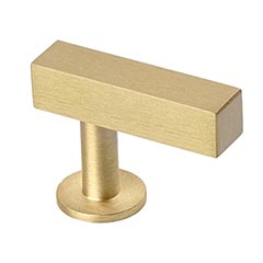 Lew&#39;s Hardware [31-101] Solid Brass Cabinet T Knob - Square Bar Series - Brushed Brass Finish - 1 3/4&quot; L