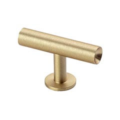Lew&#39;s Hardware [31-111] Solid Brass Cabinet T Knob - Round Bar Series - Brushed Brass Finish - 2&quot; L