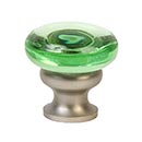 Lew's Hardware [32-101] Glass Cabinet Knob - Mushroom Series - Transparent Green - Brushed Nickel Base - 1 1/4" Dia.