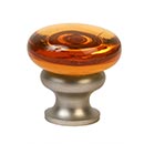 Lew's Hardware [34-101] Glass Cabinet Knob - Mushroom Series - Transparent Amber - Brushed Nickel Base - 1 1/4" Dia.