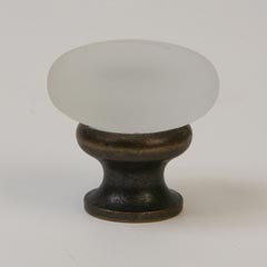 Lew&#39;s Hardware [35-301] Glass Cabinet Knob - Mushroom Series - Frosted Clear - Oil Rubbed Bronze Base - 1 1/4&quot; Dia.