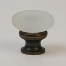 Lew's Hardware [35-301] Glass Cabinet Knob - Mushroom Series - Frosted Clear - Oil Rubbed Bronze Base - 1 1/4" Dia.