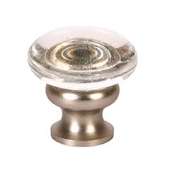 Lew&#39;s Hardware [36-101] Glass Cabinet Knob - Mushroom Series - Transparent Clear - Brushed Nickel Base - 1 1/4&quot; Dia.