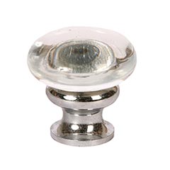 Lew&#39;s Hardware [36-201] Glass Cabinet Knob - Mushroom Series - Transparent Clear - Polished Chrome Base - 1 1/4&quot; Dia.