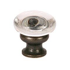 Lew&#39;s Hardware [36-301] Glass Cabinet Knob - Mushroom Series - Transparent Clear - Oil Rubbed Bronze Base - 1 1/4&quot; Dia.