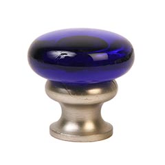 Lew&#39;s Hardware [37-101] Glass Cabinet Knob - Mushroom Series - Transparent Cobalt - Brushed Nickel Base - 1 1/4&quot; Dia.