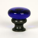 Lew&#39;s Hardware [37-301] Glass Cabinet Knob - Mushroom Series - Transparent Cobalt - Oil Rubbed Bronze Base - 1 1/4&quot; Dia.