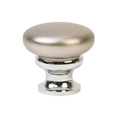 Lew&#39;s Hardware [38-401] Die Cast Zinc Cabinet Knob - Metal Mushroom Series - Brushed Nickel &amp; Polished Chrome Finish - 1 1/4&quot; Dia.