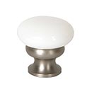 Lew's Hardware [39-103] Glass Cabinet Knob - Mushroom Series - Milk White - Brushed Nickel Base - 1 1/4" Dia.