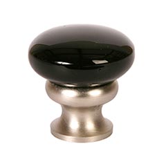 Lew&#39;s Hardware [39-104] Glass Cabinet Knob - Mushroom Series - Black - Brushed Nickel Base - 1 1/4&quot; Dia.