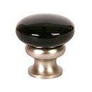 Lew's Hardware [39-104] Glass Cabinet Knob - Mushroom Series - Black - Brushed Nickel Base - 1 1/4" Dia.