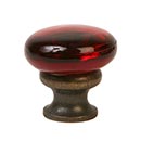 Lew&#39;s Hardware [39-301] Glass Cabinet Knob - Mushroom Series - Transparent Ruby Red - Oil Rubbed Bronze Base - 1 1/4&quot; Dia.