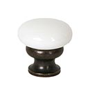 Lew's Hardware [39-303] Glass Cabinet Knob - Mushroom Series - Milk White - Oil Rubbed Bronze Base - 1 1/4" Dia.