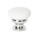 Lew's Hardware [39-503] Die Cast Zinc Cabinet Knob - Metal Mushroom Series - Gloss White & Polished Chrome Finish - 1 1/4" Dia.