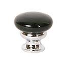 Lew&#39;s Hardware [39-504] Die Cast Zinc Cabinet Knob - Metal Mushroom Series - Gloss Black &amp; Polished Chrome Finish - 1 1/4&quot; Dia.