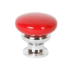 Lew&#39;s Hardware [39-506] Die Cast Zinc Cabinet Knob - Metal Mushroom Series - Candy Red &amp; Polished Chrome Finish - 1 1/4&quot; Dia.