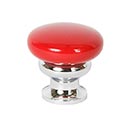 Lew's Hardware [39-506] Die Cast Zinc Cabinet Knob - Metal Mushroom Series - Candy Red & Polished Chrome Finish - 1 1/4" Dia.
