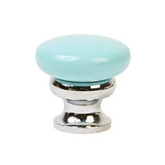 Lew&#39;s Hardware [39-510] Die Cast Zinc Cabinet Knob - Metal Mushroom Series - Robin&#39;s Egg Blue &amp; Polished Chrome Finish - 1 1/4&quot; Dia.