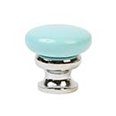 Lew's Hardware [39-510] Die Cast Zinc Cabinet Knob - Metal Mushroom Series - Robin's Egg Blue & Polished Chrome Finish - 1 1/4" Dia.