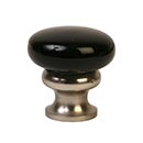 Lew's Hardware [39-604] Glass Cabinet Knob - Mushroom Series - Black - Polished Nickel Base - 1 1/4" Dia.