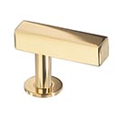 Lew's Hardware [41-101] Solid Brass Cabinet T Knob - Square Bar Series - Polished Brass Finish - 1 3/4" L