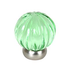Lew&#39;s Hardware [52-101] Glass Cabinet Knob - Melon Series - Transparent Green - Brushed Nickel Base - 1 1/4&quot; Dia.
