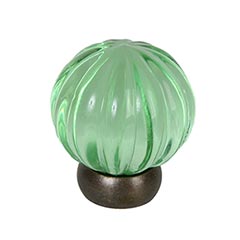 Lew&#39;s Hardware [52-301] Glass Cabinet Knob - Melon Series - Transparent Green - Oil Rubbed Bronze Base - 1 1/4&quot; Dia.