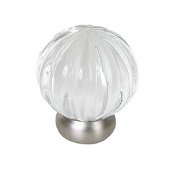 Lew&#39;s Hardware [56-101] Glass Cabinet Knob - Melon Series - Transparent Clear - Brushed Nickel Base - 1 1/4&quot; Dia.