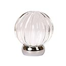 Lew's Hardware [56-201] Glass Cabinet Knob - Melon Series - Transparent Clear - Polished Chrome Base - 1 1/4" Dia.