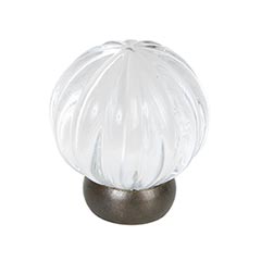 Lew&#39;s Hardware [56-301] Glass Cabinet Knob - Melon Series - Transparent Clear - Oil Rubbed Bronze Base - 1 1/4&quot; Dia.