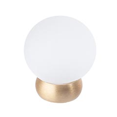 Lew&#39;s Hardware [65-401] Glass Cabinet Knob - Ball Series - Frosted Clear - Brushed Brass Base - 1 1/8&quot; Dia.