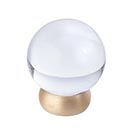 Lew's Hardware [66-401] Glass Cabinet Knob - Ball Series - Transparent Clear - Brushed Brass Base - 1 1/8" Dia.