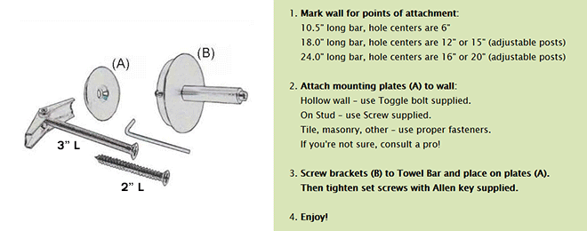 Lew's Hardware Bathroom Towel Bar Mounting Instructions