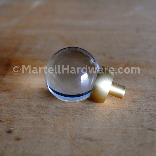 Lew's Hardware [66-401] Glass Cabinet Knob - Ball Series - Transparent Clear - Brushed Brass Base