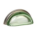 Lew's Hardware [22-101] Glass Cabinet Cup Pull - Traditional - Transparent Green - Brushed Nickel Base - 3" C/C - 3 3/4" L