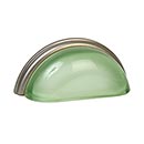 Lew&#39;s Hardware [23-101] Glass Cabinet Cup Pull - Traditional - Frosted Green - Brushed Nickel Base - 3&quot; C/C - 3 3/4&quot; L