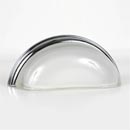 Lew's Hardware [25-201] Glass Cabinet Cup Pull - Traditional - Frosted Clear - Polished Chrome Base - 3" C/C - 3 3/4" L
