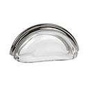 Lew's Hardware [26-201] Glass Cabinet Cup Pull - Traditional - Transparent Clear - Polished Chrome Base - 3" C/C - 3 3/4" L