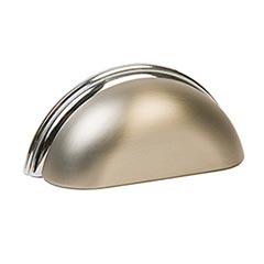 Lew&#39;s Hardware [28-401] Die Cast Zinc Cabinet Cup Pull - Traditional - Brushed Nickel &amp; Polished Chrome Finish - 3&quot; C/C - 3 3/4&quot; L