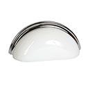 Lew's Hardware [29-203] Glass Cabinet Cup Pull - Traditional - Milk White - Polished Chrome Base - 3" C/C - 3 3/4" L
