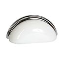 Lew&#39;s Hardware [29-203] Glass Cabinet Cup Pull - Traditional - Milk White - Polished Chrome Base - 3&quot; C/C - 3 3/4&quot; L