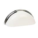 Lew&#39;s Hardware [29-503] Die Cast Zinc Cabinet Cup Pull - Traditional - Gloss White &amp; Polished Chrome Finish - 3&quot; C/C - 3 3/4&quot; L