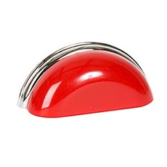 Lew&#39;s Hardware [29-506] Die Cast Zinc Cabinet Cup Pull - Traditional - Candy Red &amp; Polished Chrome Finish - 3&quot; C/C - 3 3/4&quot; L