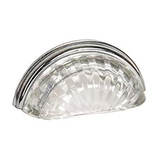 Lew&#39;s Hardware [46-201] Glass Cabinet Cup Pull - Melon - Transparent Clear - Polished Chrome Base - 3&quot; C/C - 3 3/4&quot; L