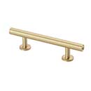Lew&#39;s Hardware [31-112] Solid Brass Cabinet Pull Handle - Round Bar Series - Standard Size - Brushed Brass Finish - 3&quot; C/C - 5&quot; L