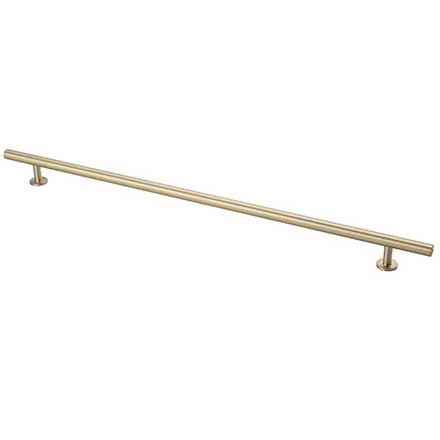 Lew's Hardware [31-115] Solid Brass Cabinet Pull Handle - Round Bar Series - Oversized - Brushed Brass Finish - 15" C/C - 18" L