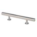 Lew&#39;s Hardware [11-103] Solid Brass Cabinet Pull Handle - Square Bar Series - Standard Size - Brushed Nickel Finish - 3&quot; &amp; 96mm C/C - 7&quot; L