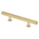 Lew's Hardware [31-103] Solid Brass Cabinet Pull Handle - Square Bar Series - Standard Size - Brushed Brass Finish - 3" & 96mm C/C - 7" L