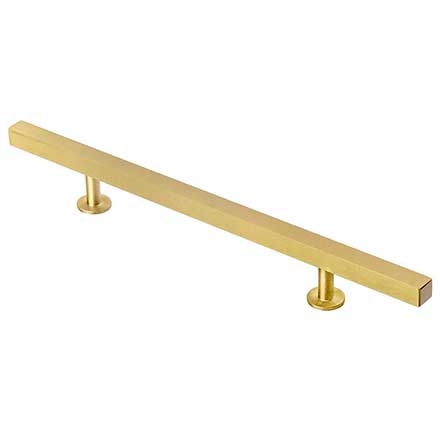 Lew&#39;s Hardware [31-104] Solid Brass Cabinet Pull Handle - Square Bar Series - Oversized - Brushed Brass Finish - 6&quot; C/C - 10 1/2&quot; L